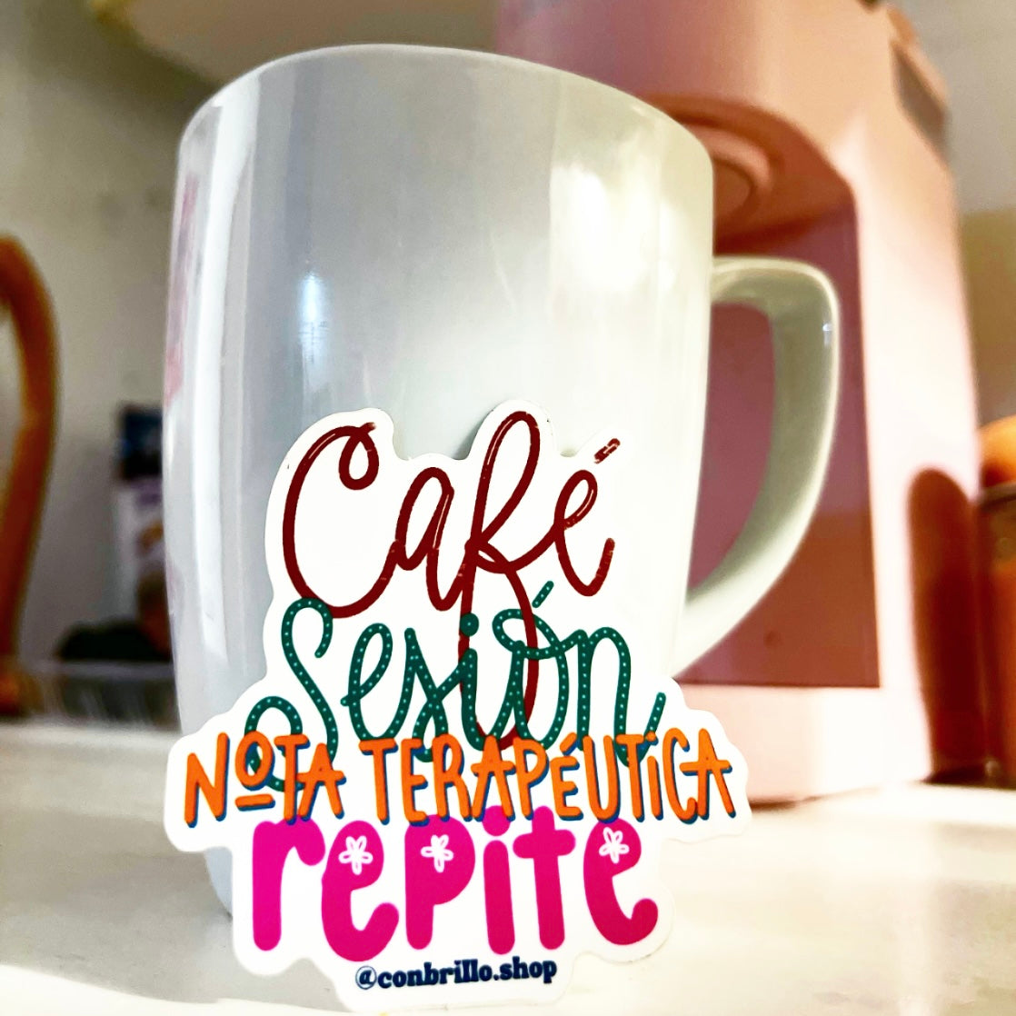 Café, Sesión, Nota, Repite - premium sticker